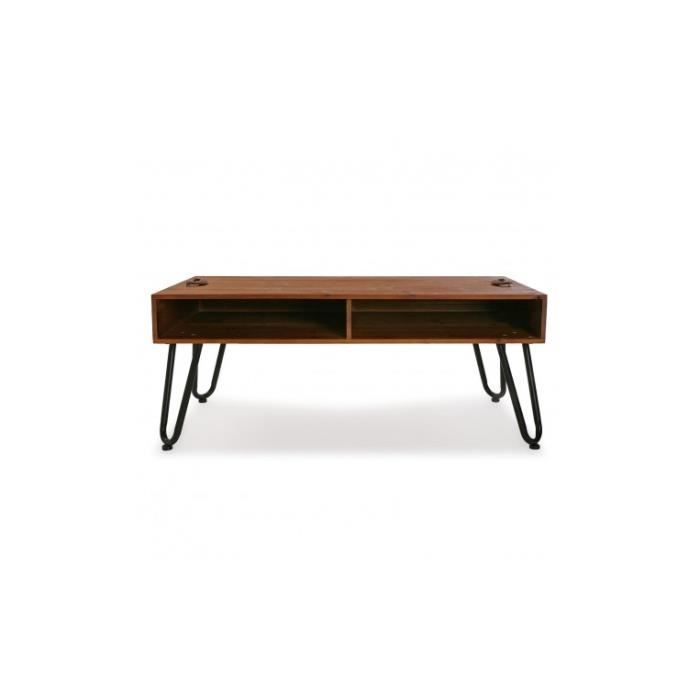 table basse - versa - malak - bois et métal - marron - 48 x 60 x 120 cm