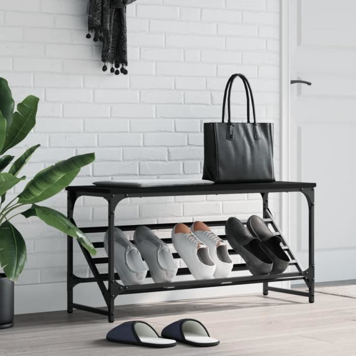 vidaXL Étagère à chaussures noir 90x30x45 cm bois dingénierie 833418