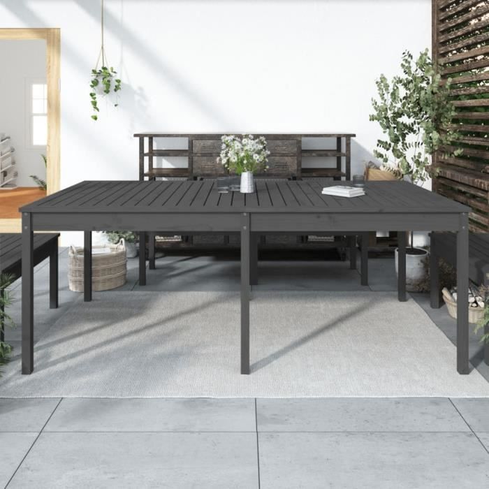 "promo"table extérieure lmt - table de jardin gris 203,5x100x76 cm bois massif de pin 25,9kg