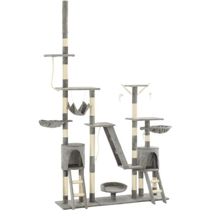 vidaXL Arbre à chat avec griffoirs en sisal 230-250 cm Gris