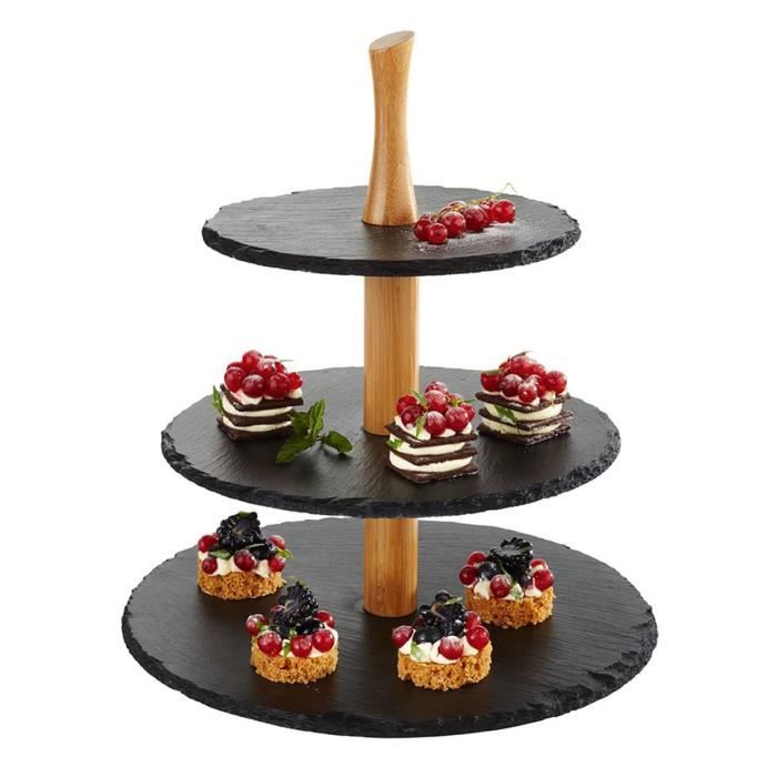 Support A Gateaux 3 Etages En Ardoise Naturelle Cdiscount Maison
