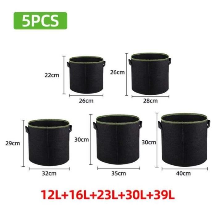 Lot De 3 Sacs De Culture Pommes De Terre 40L – Réutilisables, Poignées Renforcées, Trous Drainage – Idéal Patio, Balcon, Petit Jardin Vert