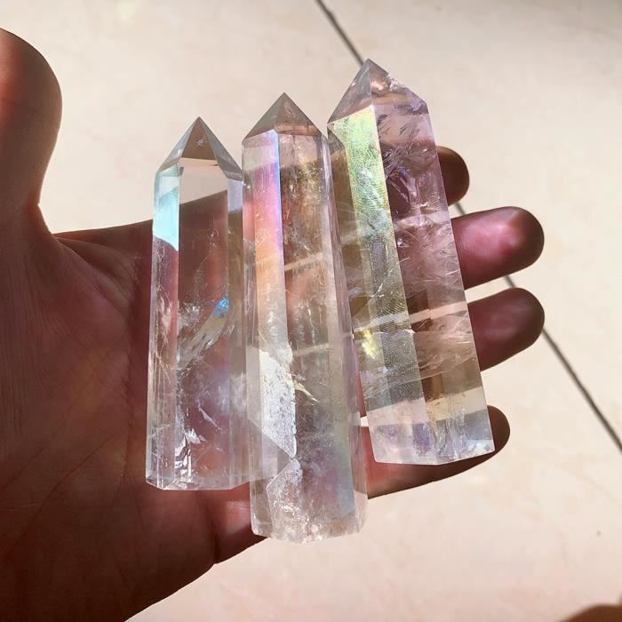 CARILLON A VENT,--lot de 3 prismes de lustre colorés, attrape soleil, arc en ciel, ornement de