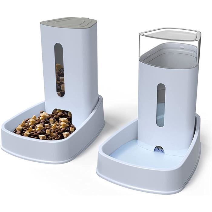 Meilleurs prix pour Distributeur Croquettes et Eau Automatique pour Chat Chien 3.8L Distributeur de Nourriture/Eau Fontaine Mangeoirs et Abreuvoirs