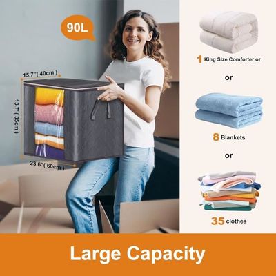 Lot De 6 Grands Sac De Rangement Avec Couvercle Et Poignées Renforcées