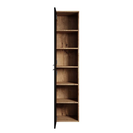Armoire Colonne De Rangement Venus 160 Cm Noir – Meuble Haut Salle De Bain 2 Portes Réversibles, 30x30x160 Cm