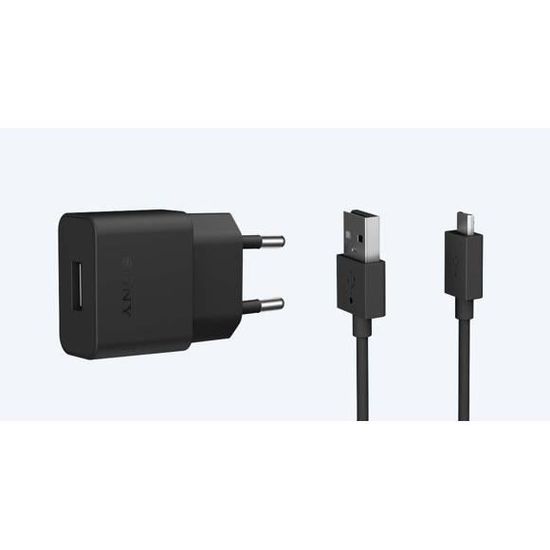 Chargeur Original UCH20 + Câble Micro USB Pour Sony Xperia C C2305 - Noir - Neuf Avec Emballage