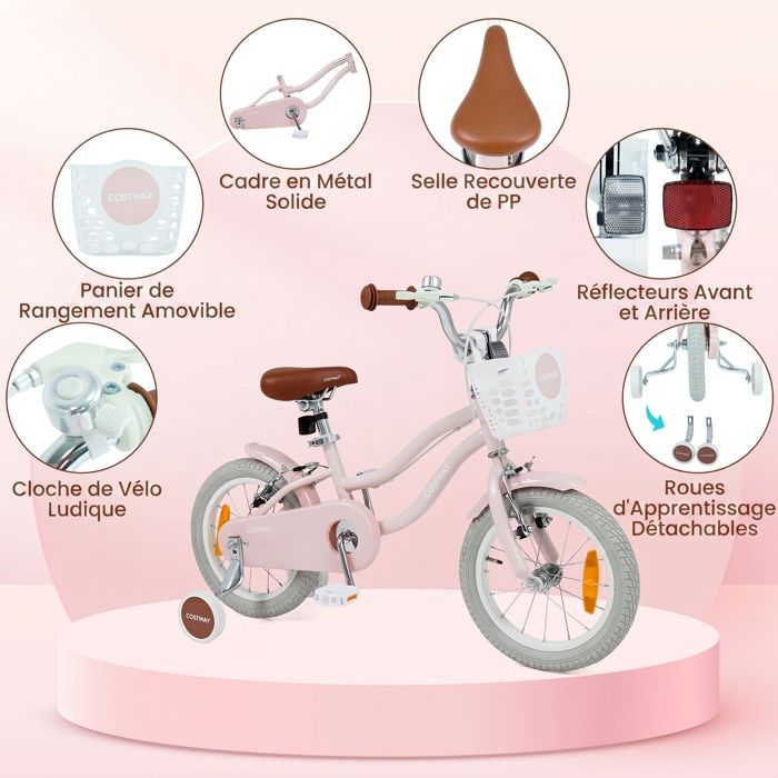 GXSFLG Vélo pour enfant de 14 pouces, avec roues stabilisatrices, pour garçons et filles à partir de 3-7 ans, réglable en hauteur, système de freinage double, robuste, incluant garde-boue et bouteille GXSFLG Vélo pour enfant de 14 pouces, avec roues stabilisatrices, pour garçons et filles à partir de 3-7 ans, réglable en hauteur, système de freinage double, robuste, incluant garde-boue et bouteille