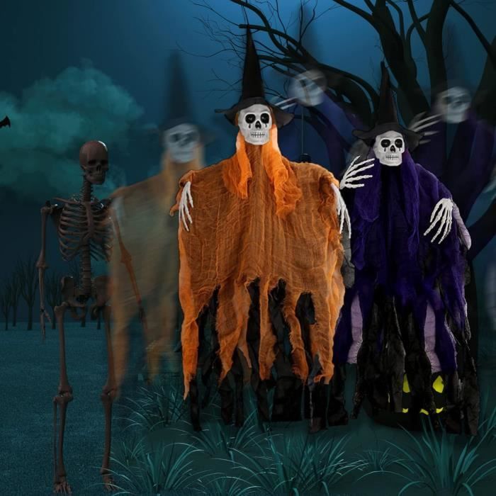2 Décors Fantômes Halloween Suspendus 85x60 Cm | Décorations Effrayantes Pour Intérieur Et Extérieur Maison Hantée