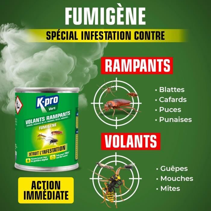 K.PRO Fumigène contre les insectes volants et rampants 50G Idéal
