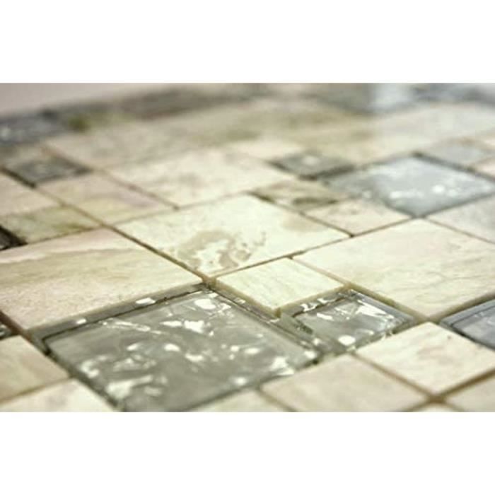 Carrelage de mosaïque/Plaque mosaïque mur et sol en marbre naturel, coloris gris mat - 30 x 30 cm