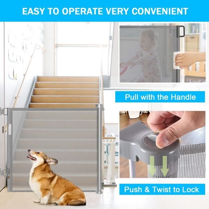 Barrière De Sécurité Rétractable Escalier Bébé Et Chiens 0-150cm - Barriere Enroulable Porte