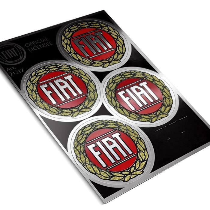 Lot De 4 Autocollants 3D Fiat Officiels - 9 Mm, Brillants Et Durables, écussons Authentiques