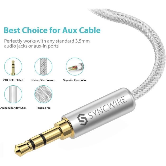 Syncwire Câble Jack Audio Câble Auxiliaire 3.5mm mâle vers mâle