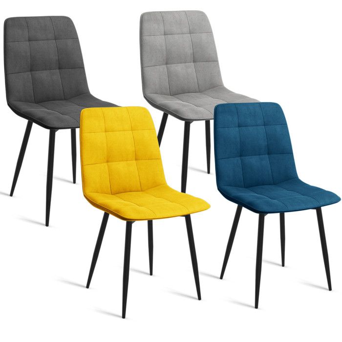 Chaise Velours Salle A Manger IDMARKET Lot De 4 Chaises MADY En Velours Mix Color Vert, Gris Clair Chaise Salle A Manger Lot De 2