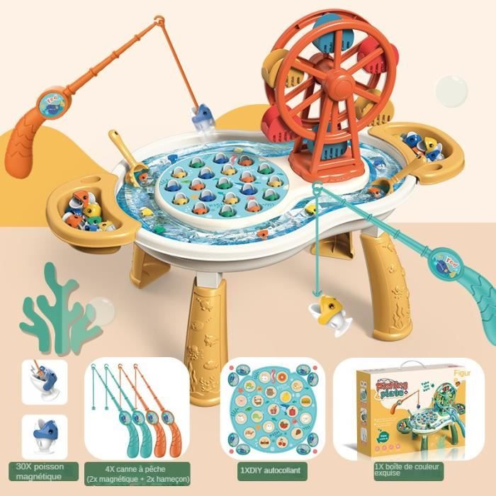 Jeu de poisson magnétique, 2en1 Vaisselle Jeu de pêche Jouets pour enfants,  6 Pcs Jeux de poissons magnétiques Jouets pour enfants, - Jouets  d'apprentissage préscolaire pour tout-petits Jouets