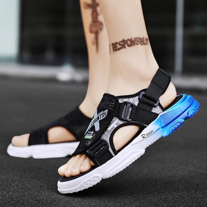Sandales Homme KJEHOME Semelle Confortable Noir Noir