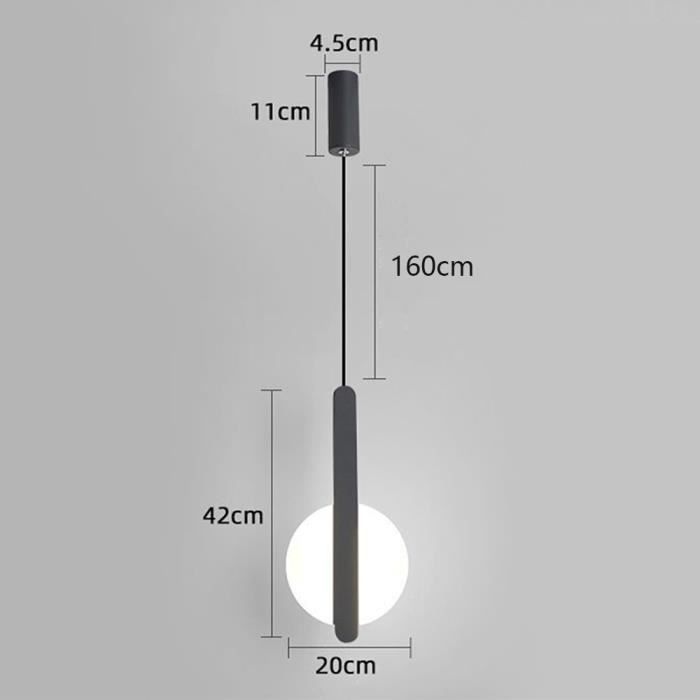 Lampe Suspendue LED Mikeru 180cm - Dimmable 10-100% - 3 Couleurs - Pour Îlot Cuisine