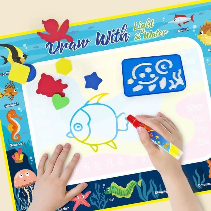 74x49cm tapis de dessin d'eau avec stylo magique Doodle Board Tapis  Peinture Jouets éducatifs pour enfants