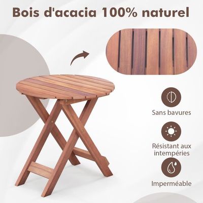 Table Basse Pliante En Rotin - 60x40x40cm - Design Tressé - Pour Jardin, Terrasse Ou Piscine - Stable Et Portable