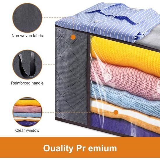 Lot De 6 Sacs De Rangement 90L Avec Couvercle - Tissu PP Imperméable, Poignées Renforcées - Pour Vêtements, Déménagement, Voyage