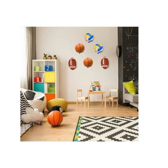 Lot De 4 Supports Muraux Pour Ballons - Métal Noir, 24x14cm, Avec Vis, Pour Basket, Football, Rugby, Volley
