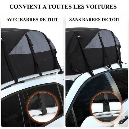 BEDSETS Sac de Toit Voiture pour Voyage Coffre De Toit Voiture Souple Voiture pour Voyage Coffre de Toit Voiture Souple 566L Polyester PVC Indice étanchéité 5000 (Noir / 15 Pieds Cubes