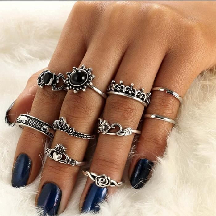 Bague argent pierre noire femme best sale