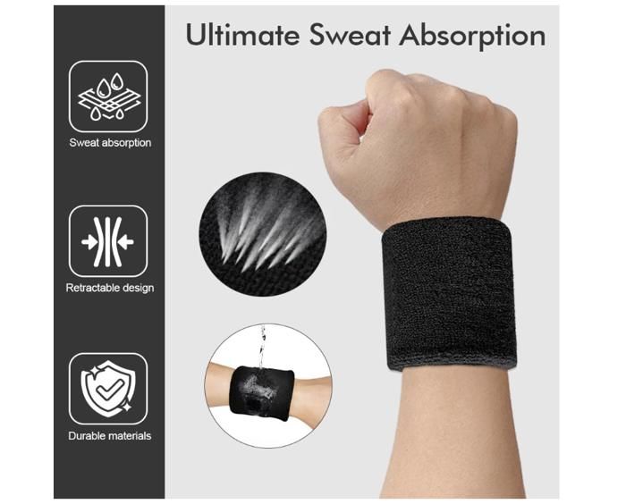 2 Paires Bandeaux De Transpiration Serre-Poignets - Bracelets Sport Absorbants