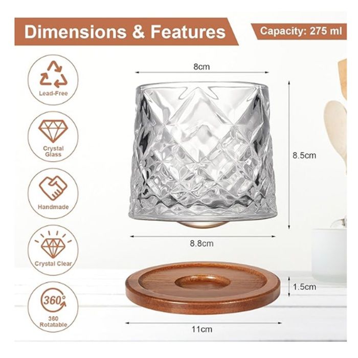 Arbre à Tasses à Café Pivotant 360° – Porte-Tasses En Bois 8 Crochets, Support Mug Rotatif Élégant Et Stable Pour Cuisine Moderne