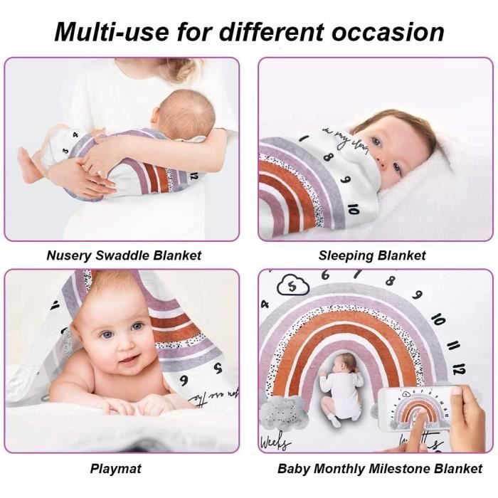 Drap bébé GENERIQUE Couverture étape bébé mensuelle avec 12 cartes