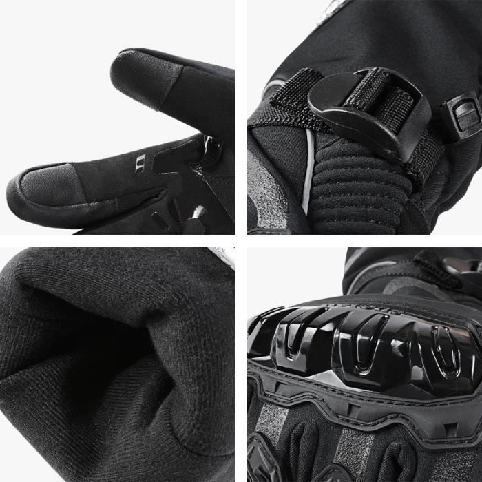 XLNoir)Gants d'hiver pour hommes imperméables coupe-vent gants froids Snowboard moto équitation