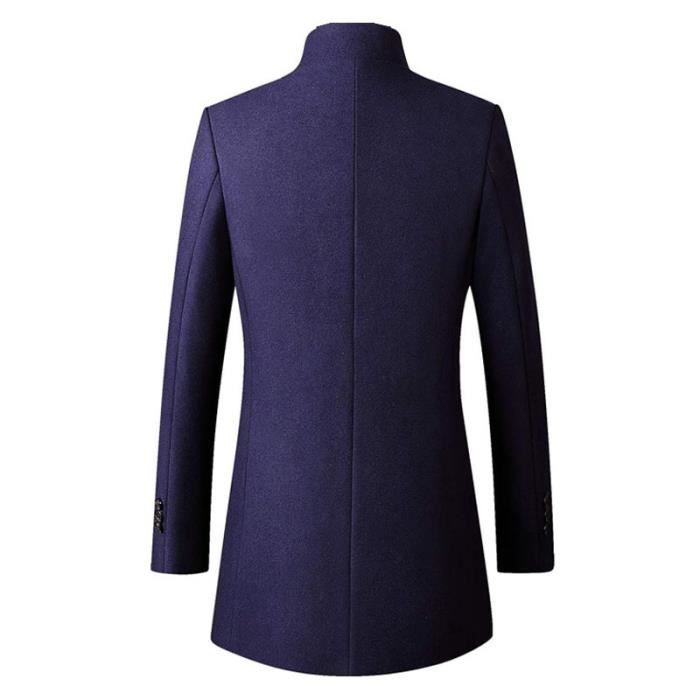 Manteau Homme en Laine a Col Montant Trench Coat Classique Slim Elegant Caban Hommes Bleu Bleu Cdiscount Pret a Porter