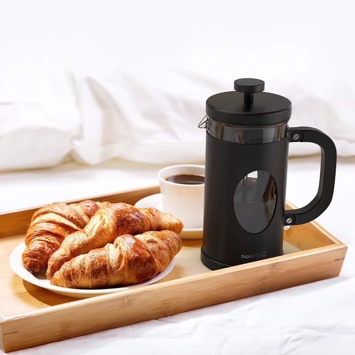 BonVIVO GAZETARO I Cafetiere Piston Design French Press a Piston en INOX et Verre Noir Mat avec filtres Taille S 1 L 1108 Cdiscount Maison