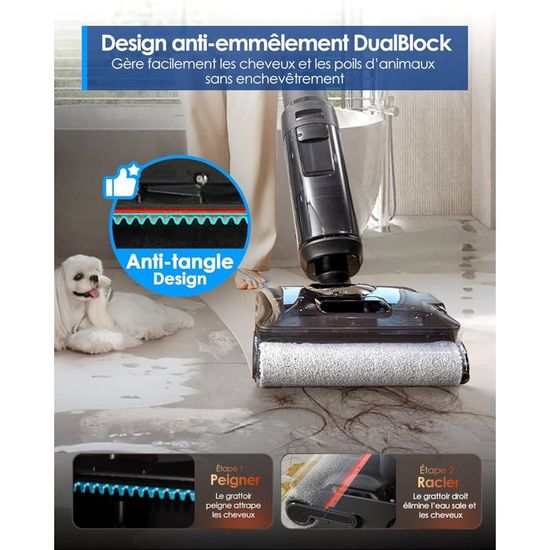 Tineco Floor One S7 Stretch - Nettoyeur Vapeur Et Aspirateur 2 En 1 Sans Fil | HyperSteam 140°C, Autonomie 80 Min