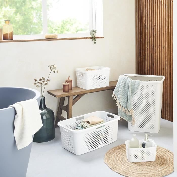 Panier à Linge Pixel SUNDIS 40L Gris - Plastique Recyclé Design Moderne