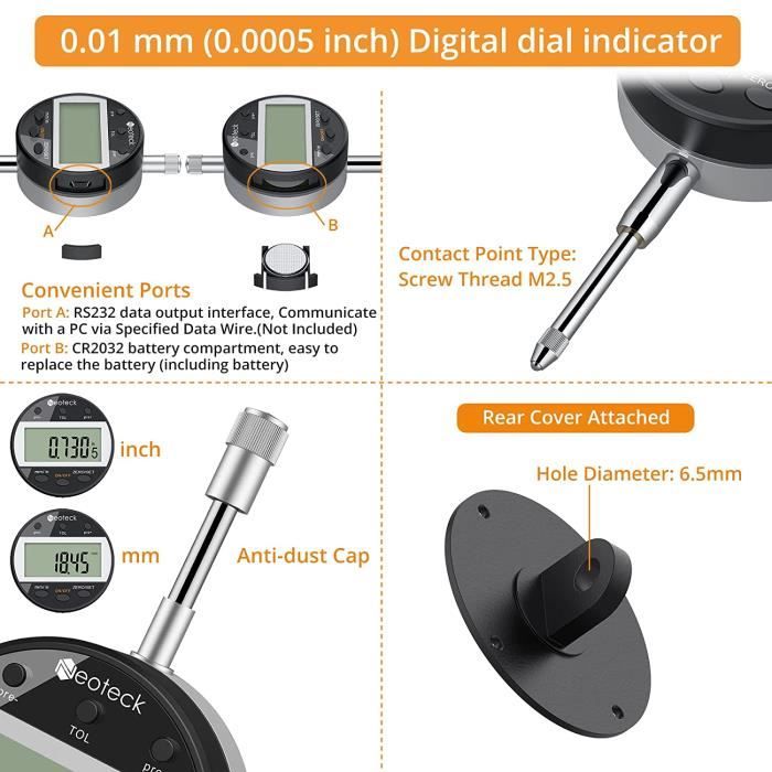 Calibre Numérique Électronique – Mesure Profondeur Pneu 0-25.4mm – Précision 0.01mm, LCD, Retour Automatique