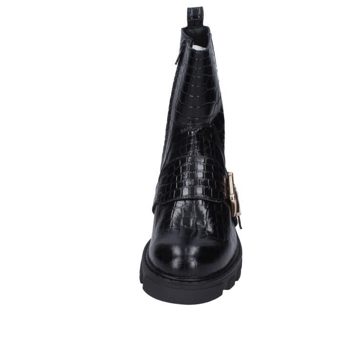 Bottines Femme STUDIO MODE Noir Cuir brillant Talon carr