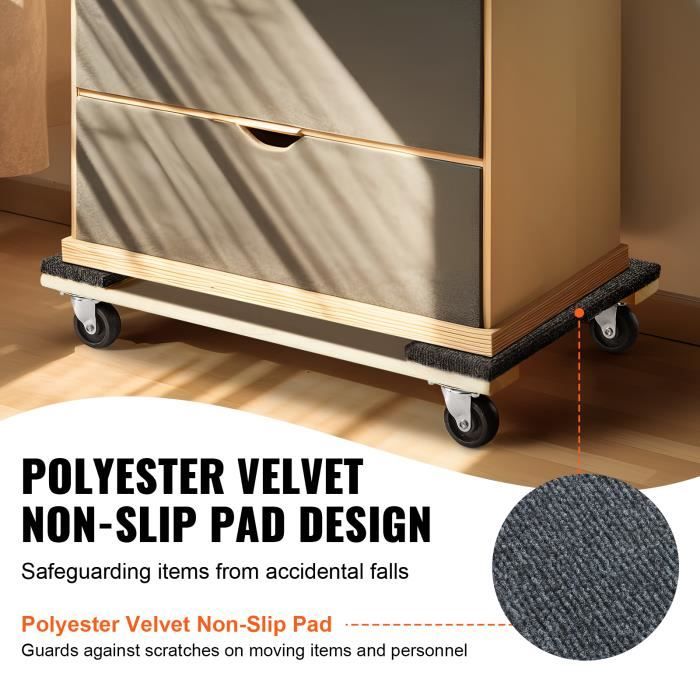 VEVOR Chariot De Déménagement 2PCS - Déplace Meubles 454kg Capacité Avec Roues Pivotantes - 762x457x130mm