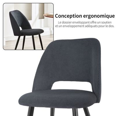 Lot De 6 Chaises De Salle à Manger - Dossier Haut Velours Hollandais - Pied Métal Noir - 120kg
