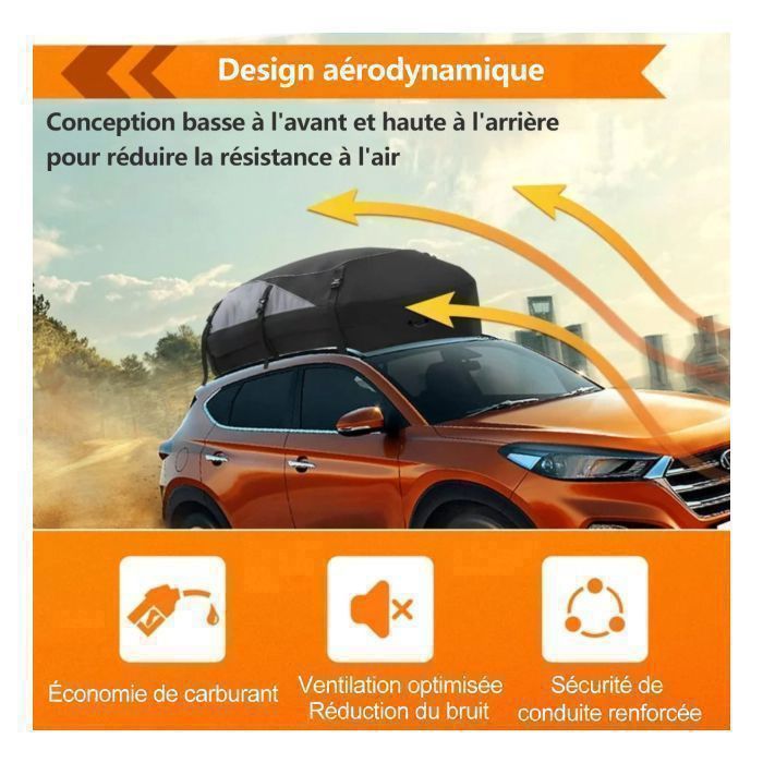 Sac De Toit Voiture 560L Pliable - 130x100x43 Cm, Imperméable Oxford 1000D, Avec Crochets Et Serrure - 4