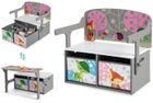 Coffre à Jouets Convertible - DREAMADE - 3 en 1 - en Bois - 2 Bacs en Tissu Amovibles - Charge 60KG - 60X42X57CM - Gris