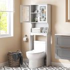 COSTWAY Meuble Dessus Toilette WC Colonne de Salle de Bain avec 2 Portes Étagère de Salle de Bain Armoire de Toilettes WC Blanche