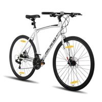Hiland Vélo de route 28",vélo de ville avec freins à disque pour hommes et femmes,Cadre en alliage d'aluminium，Silver