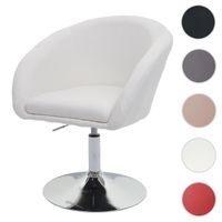 Chaise de salle à manger HWC-F19 - HWC - Chaise pivotante fauteuil lounge - Tissu/textile crème-blanc