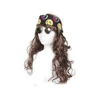 Déguisement  hippie (KV-61)  3 accessoires: Perruque Longs cheveux, Lunettes de soleil John Lennon  et Bandana Peace and love 