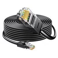 Elfcam® - Cat7 Cable Reseau Ethernet, Cable Rond avec Connecteurs RJ45, Cuivre Pur, Paire Torsadee Blindee SFTP, Haut Deb(1m, Noir)