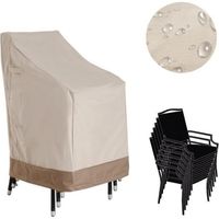 Housse de protection pour chaises de jardin empilables OUTSUNNY - Oxford haute densité 600D - Beige café