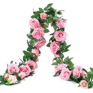 FLEUR ARTIFICIELLE Guirlandes de roses artificielles en soie - Rose -