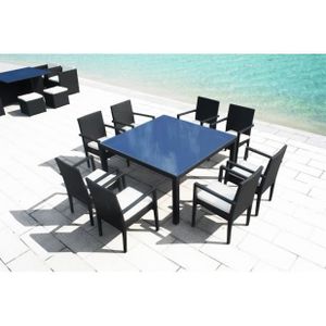 Magnifique Table Carre Resine Tressee 8 Personnes Luxe 140cm